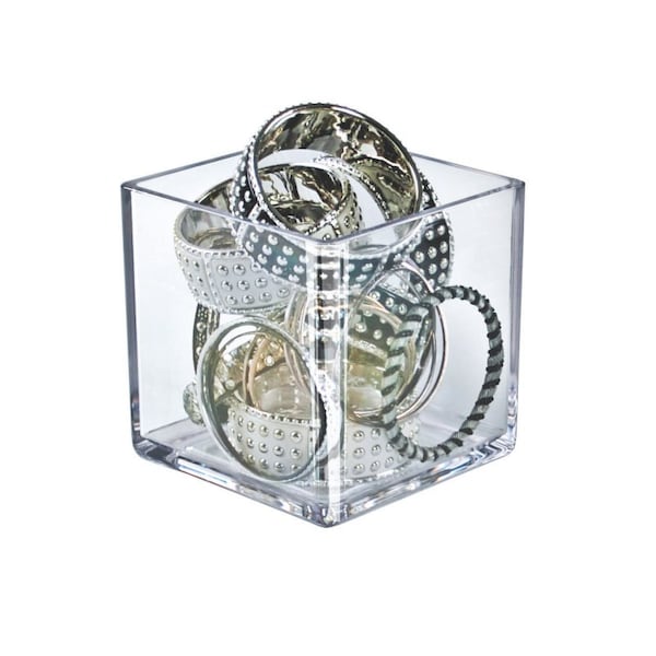 5'' Deluxe Clear Acrylic Square Cube Bin for Counter, 2PK